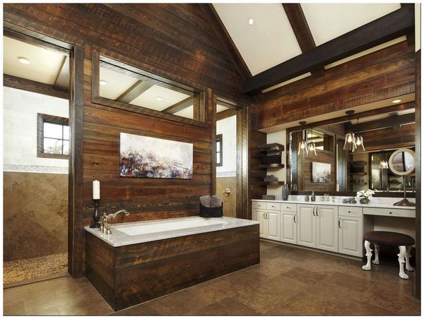 интерьер ванной в деревянном доме