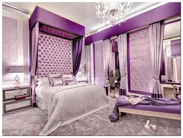красивая фиолетовая спальня фото
