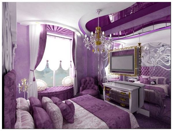 спальня фиалкового цвета фото