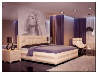 бежево фиолетовая спальня фото
