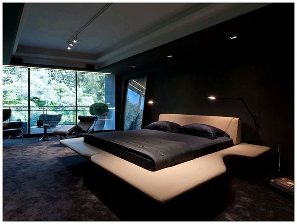 минималистичная черная спальня