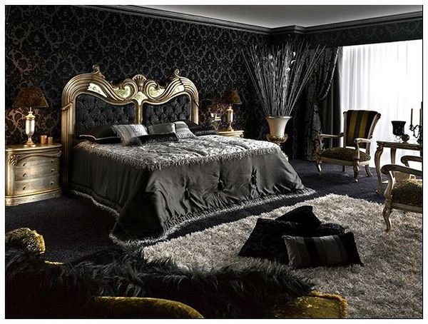 черная спальня в стиле барокко