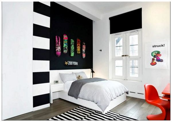 Дизайн комнаты для девочки-подростка в черно-белых тонах
