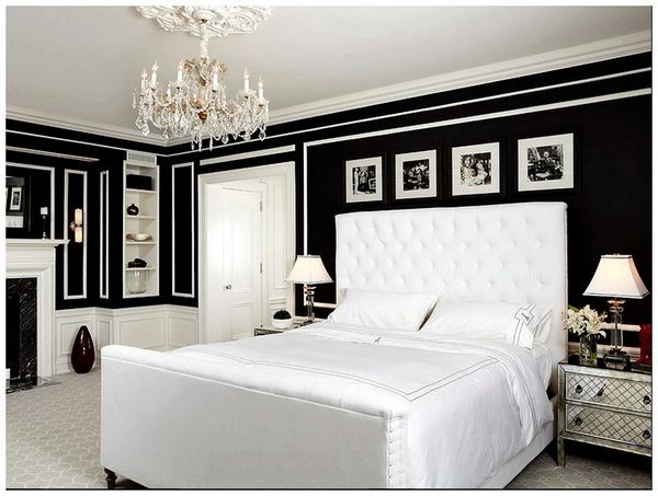 спальня в черно белом цвете фото