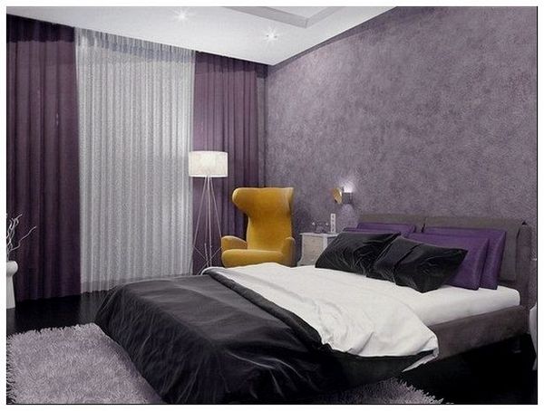 фиолетовые плотные шторы для спальни