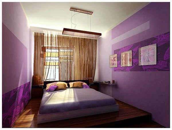 шторы нити в фиолетовой спальне фото