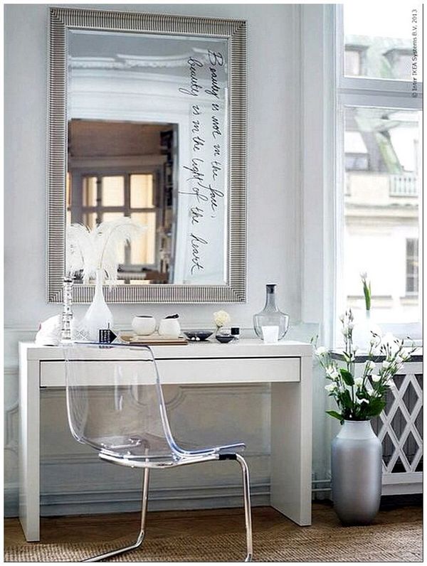 ikea-micke-desk-as-makeup-vanity-with-large-mirror-and-transparent-chair