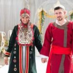 Башкирский свадебный костюм наряды жениха и невесты, фото